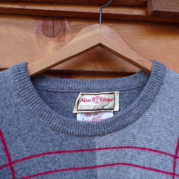 Alan Paine 100% Lambswool Men's Crewneck Gray Sweater. Made in England. EUC. - Picture 2 of 10